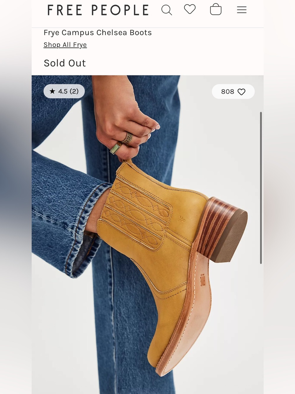 Frye Campus Chelsea Boot in Banana, Size 6.5